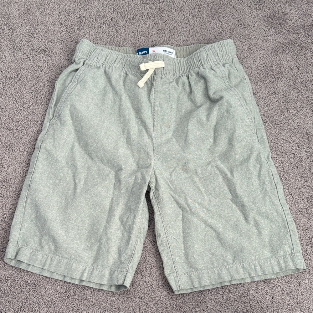 Old Navy Light Green Drawstring Linen Blend Shorts